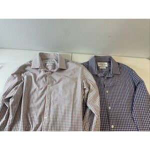 Lot of 2 Mizzen + Main Mens L Leeward Trim Fit Performance Button Up Shirt Plaid